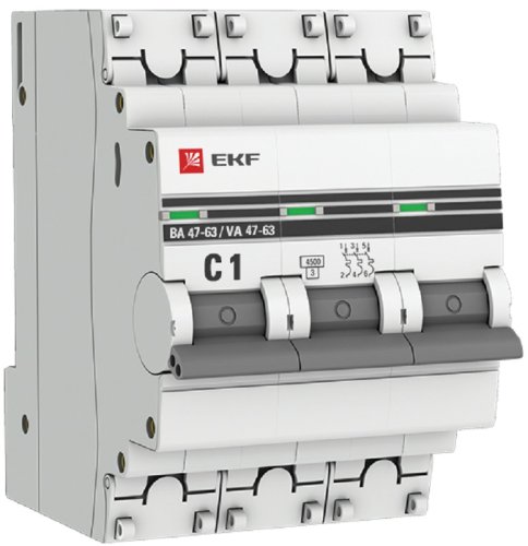 Выключатель автоматический EKF PROxima ВА47-63 3п 1А C 4.5кА картинка